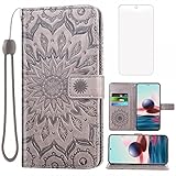 Phone Case for Xiaomi Redmi Note 10/10S 4G Wallet Cases with Tempered Glass Screen Protector and...