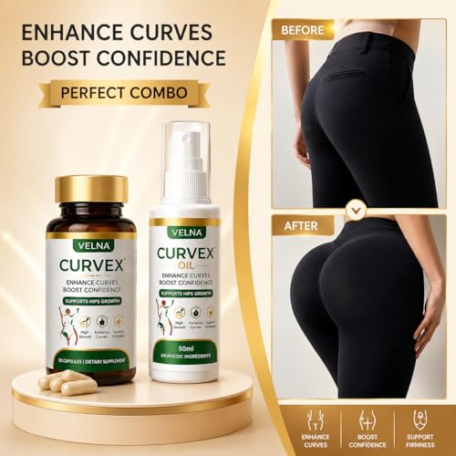 Image of Velna curvex ayurvedic herbal capsules for hips growth (premum pack oil and capsules)