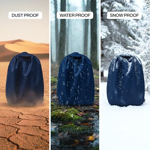 Image of MUTMAIN Full Bag Cover Waterproof rain Cover for Backpack 20L to 50L with Storage Pouch, Drawstring Bag Design, All Side Covered Bags for School, Laptop, Travel and Camera with Shoulder Strap (Nblue)