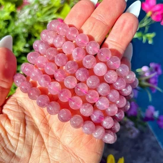 Vista 6 de Zenkeeper 108 cuentas de cuarzo rosa para fabricación de joyas, cuentas redondas de 516 de pulgada (0.315 in), piedras preciosas de cuarzo rosa