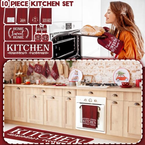 Fourluoo 10 Pcs Red Kitchen Red Kitchen Accessories Decor Set by Fourluoo - Used condition - Image 2