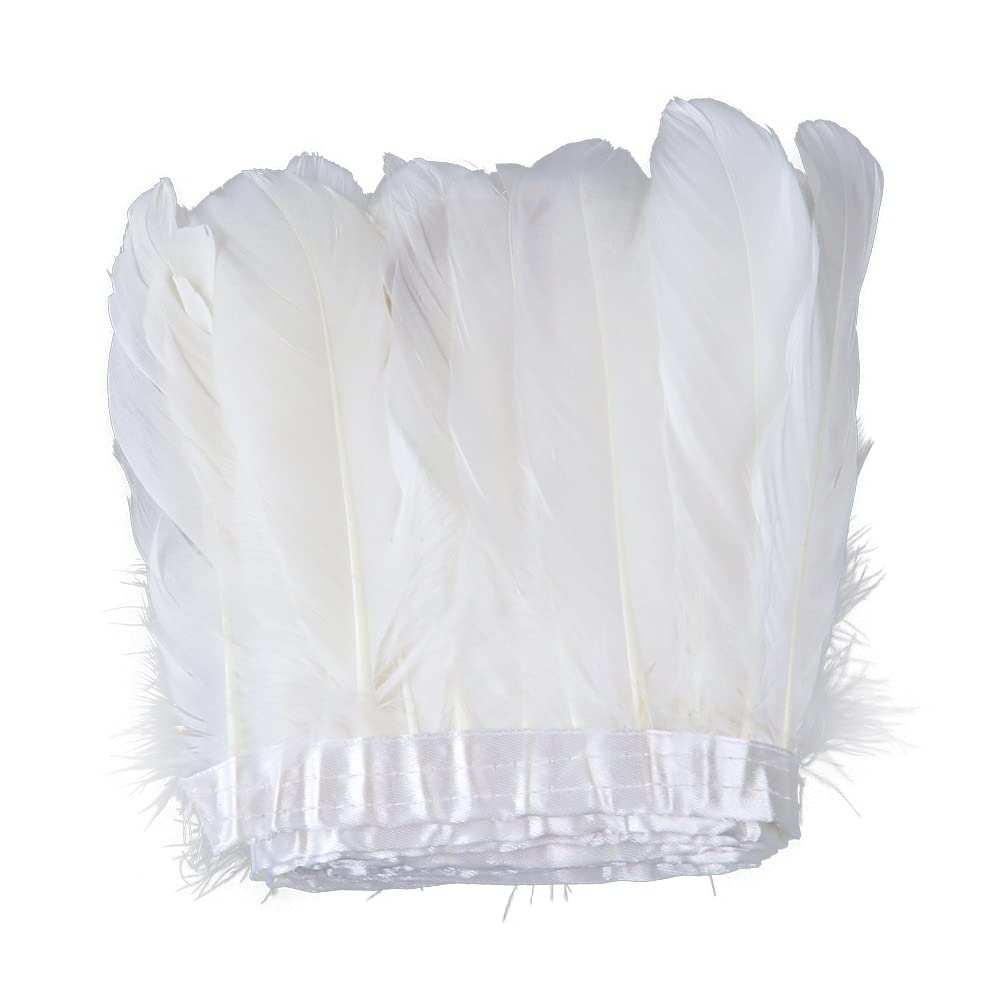 10 metri/lotto piume d'oca trim frangia oche piuma nastro piume bianche per artigianato accessori da sposa piume decorazione