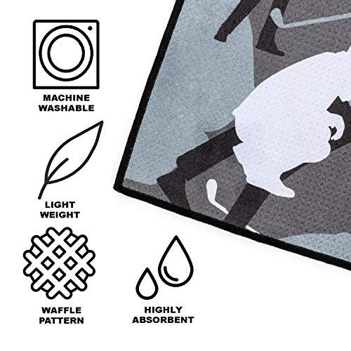 Funny Camo Golf Towel For Men - Sturdy Carabiner Clips To Bag - Absorbent Microfiber Fabric - Look Closer To See Graphic Golfers Hidden In The Camo (Gray) #TOP3