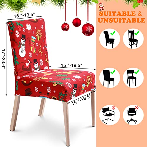 10 Pcs Christmas Chair Covers Set Xmas Dining Room Stretch Slipcovers Santa Snowman Removable Chair Seat Cover Washable Dining Chair Protectors Covers Christmas Chair Decorations For Home Kitchen #TOP1