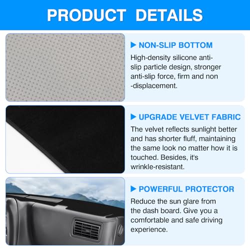Image of Autorder Dashboard Cover Mat for 1989-1994 Ford Ranger / 1991-1994 Mazda Navajo & Ford Explorer / 1989 1990 Ford Bronco II Accessories Dash Cover Upgrade Velvet Dash Mat Sunshade Glare UV Rays Protector