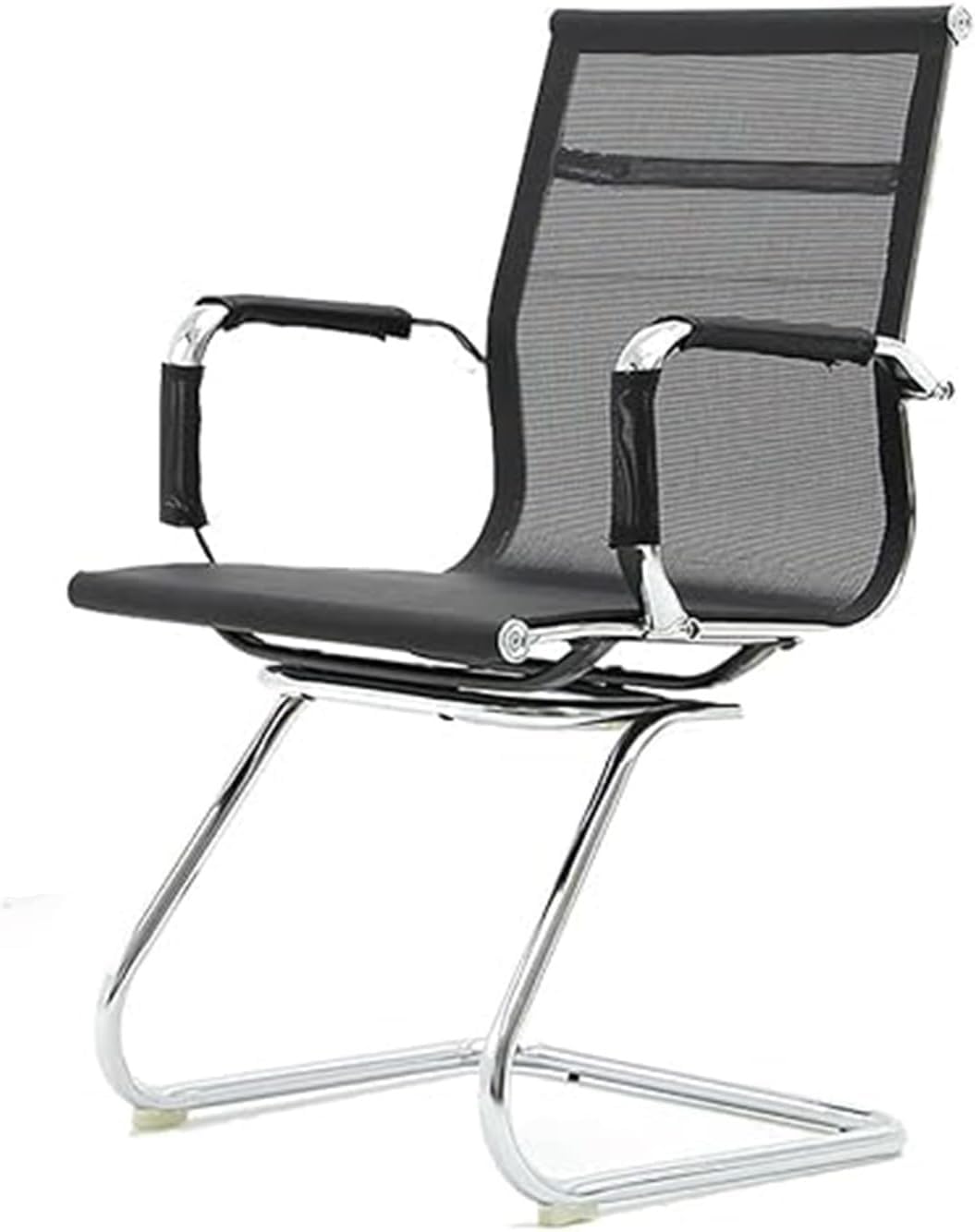 AVLLSO Office Chair Conference Room Chairs with Mid Back & Sled Base, No-Wheel Desk Chairs for Waiting Room/Meeting/Lobby/Restroom ﻿
