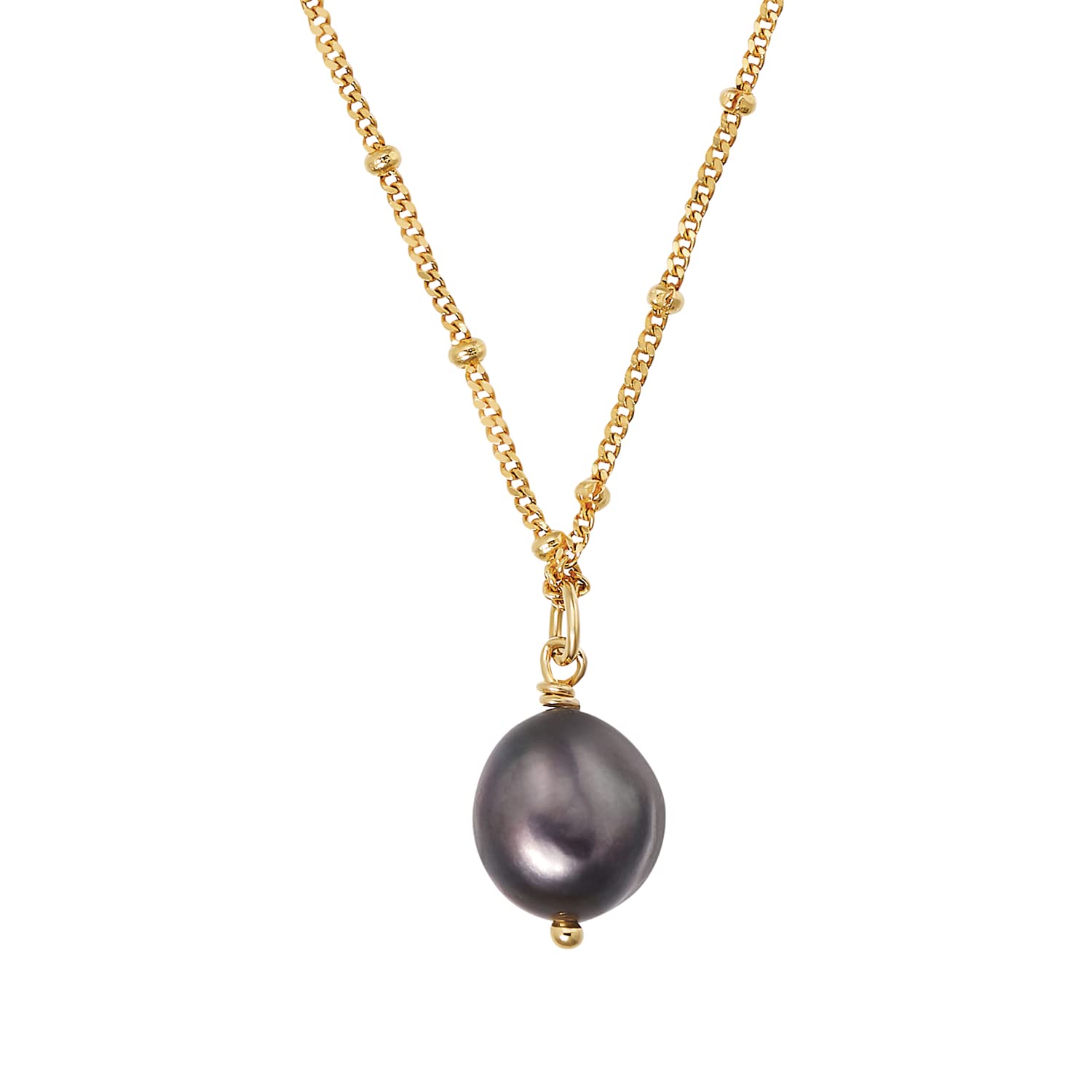 NOELANI Collana Lunga Donna con Ciondolo in Argento Sterling 925, con Perla d'Acqua Dolce, 40 + 5 cm, Oro, in Confezione Regalo, 2034652, Misura Unica, Argento Sterling, Senza Gemme