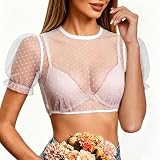 Dirndl Bluse Damen, Weiß, Dirndlbluse, Trachtenbluse, Transparent, Punkten, Trachtenblusen, Langarm, Puffärmel, Kurzarm, Schwarz, Blusen, Durchsichtig, Rundhals, Elegant, Dirndlblusen, Oktoberfest