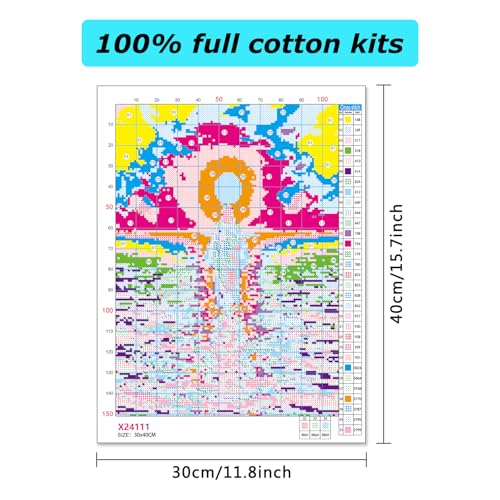 Image of MBNTJHT Jesus Stamped Cross Stitch Kits,DIY Cross Stitch Ornament Kits for Adults Beginners,11CT Counted Embroidery Needlepoint Art Crafts Kit for Home Decor 12x16 Inch.