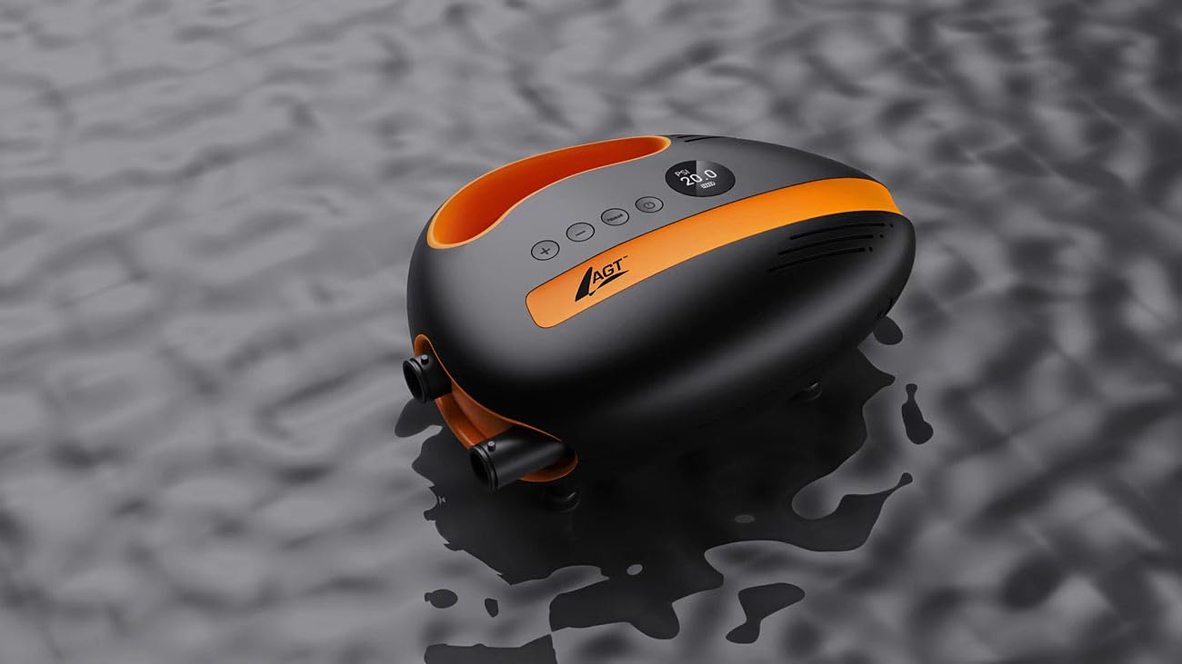 AGT Akkupumpe SUP: Akku-Luftpumpe für SUP-Boards, 350 l/Min., 3X 4.000 mAh, USB, 12 V (Elektrische Pumpe, Accu Pumpe für, Board)