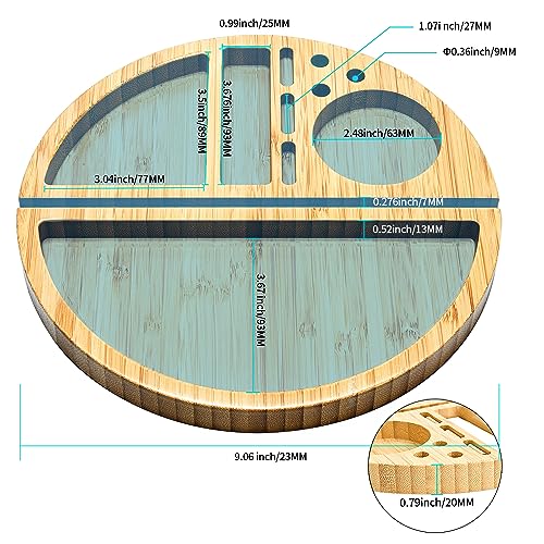 MAKEMILL Natural Bamboo Rolling Tray Durable Large Smoke Tray with Grinder Tobacco Filter-Tips Slot