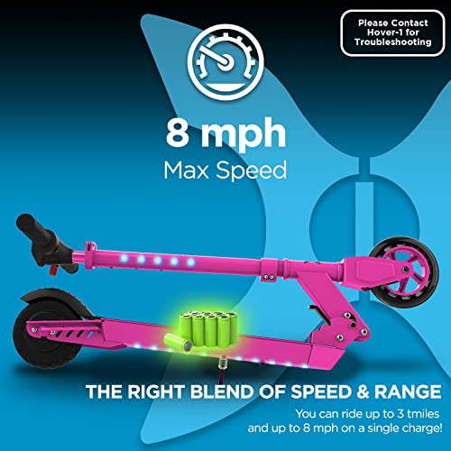 Hover-1 Flare Electric Scooter | 8Mph, 3M Range, 6Hr Charge, Speed-Battery Indicator, 6 Inch Front & 5.5 Inch Back Solid Tires, 132 Lb Max Weight, Cert. & Tested - Safe For Kids #TOP3
