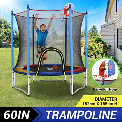 image for Genki 60 Inch Kids Trampoline Round Bounce Rebounder Jumping Exercise 