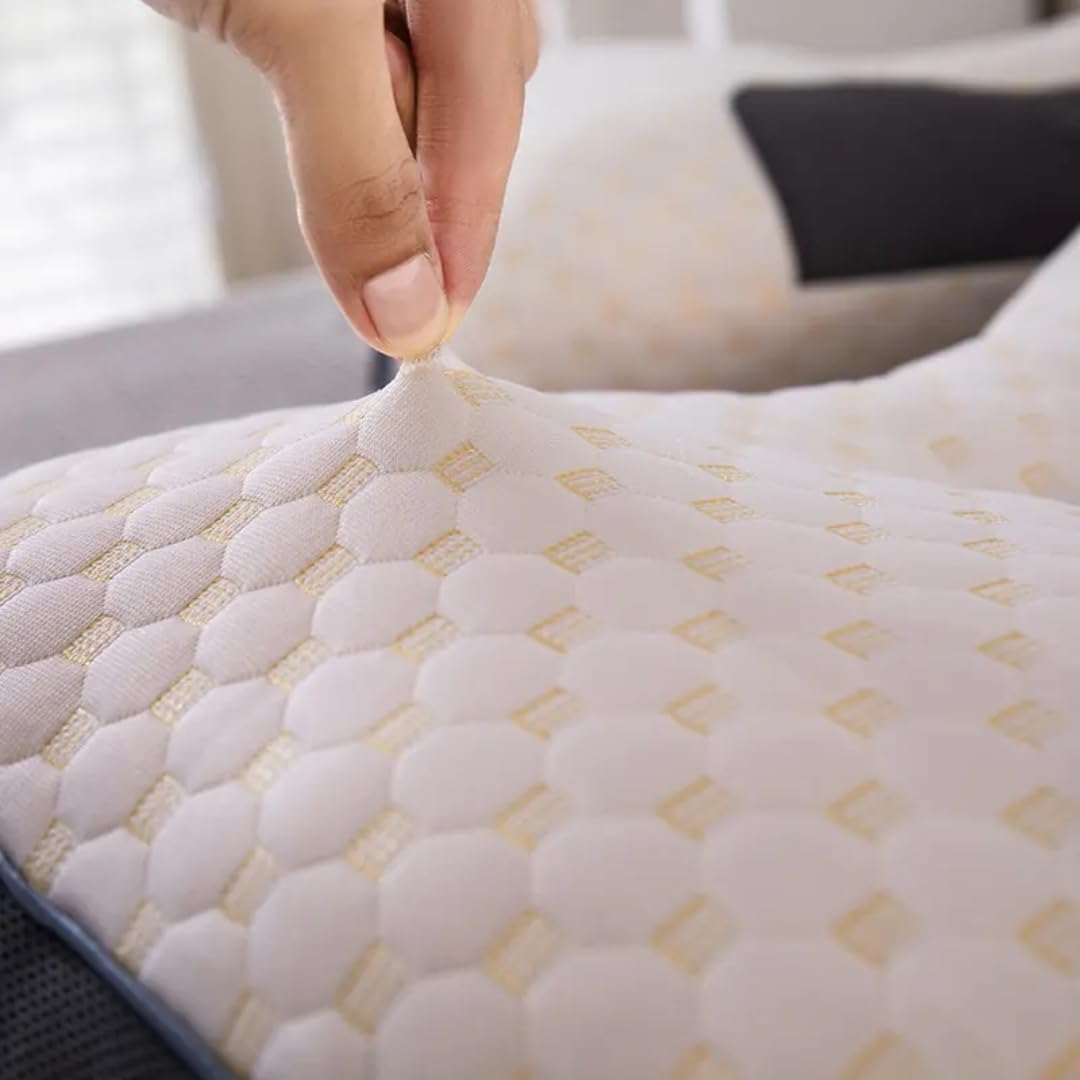 Soft Pillow Orthopedic Memory Foam Cervical Pillow, Neck Support for Sleeping, Anti-Snoring Design, White and Blue Bed Pillow