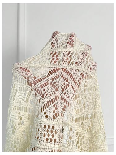 MakeMeChic Women's Crochet Tie Front Cardigan 3/4 Sleeve Lightweight Crop Sweater4