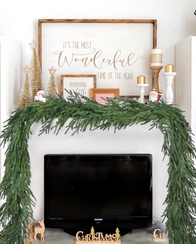 DearHouse Norfolk Pine Garland Christmas Decoration, Artificial Greenery Garland Norfolk Pine Leaves for Holiday Season Mantel Fireplace Table Runner Centerpiece (6 feet)