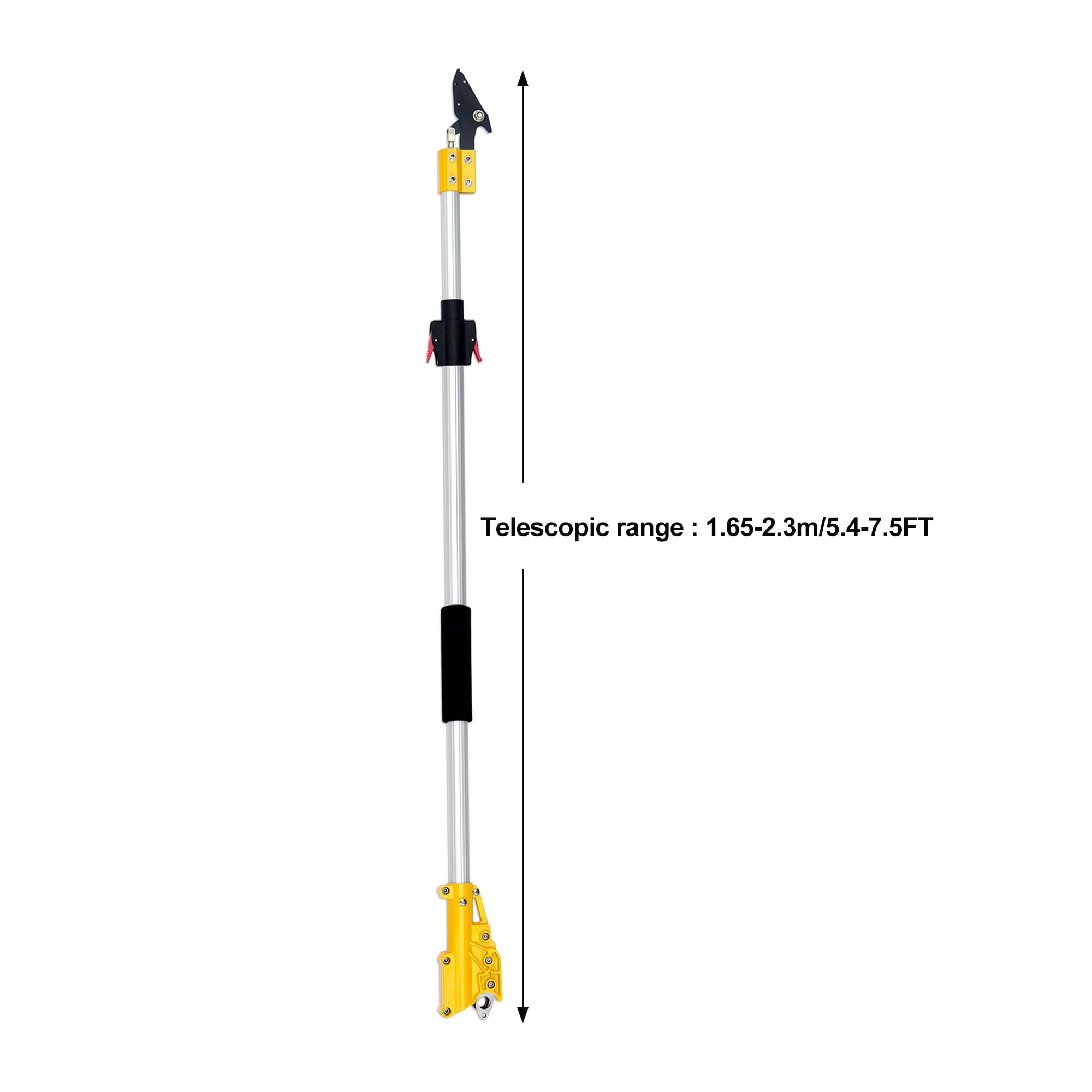 LekLai Herramienta Recolectora de Frutas, Podadora de Poste Telescópica, Cortador de Ramas de Árbol de Largo Alcance Extensible de 1,8-2,83 M, Apertura Máxima de 60 Mm/Teles Rod-A-1.65-2.3M