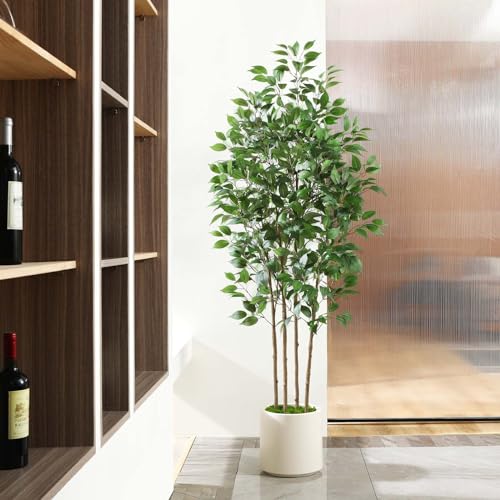 Soguyi EAN-DBPDGLTRS1.8M-1 Ficus Artificial Tree 6Ft Fake Silk Plant For Home Decor Indoor thumb #6