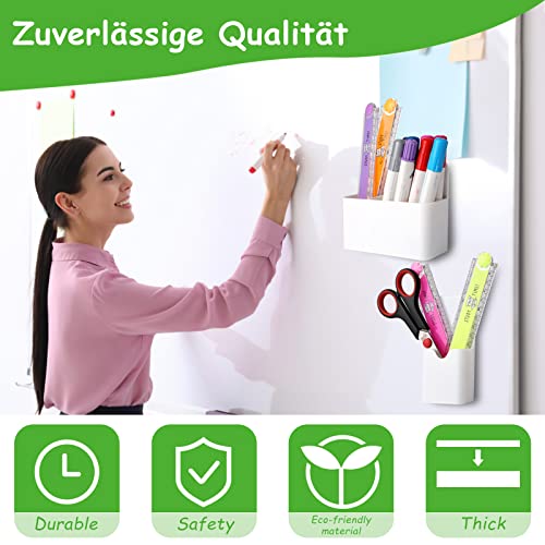 Hopton Stifthalter Magnetisch, 2 Stück Magnetischer Stiftehalter, Magnet Stifte Halterung, Magnetisch Markerhalterun für Whiteboard Kühlschrank Schule Büro, mit Whiteboard Schwamm(Weiß)