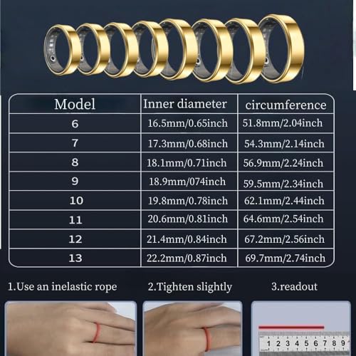 Vexczy Smart Ring Health Tracker, Fitness Tracker, Activity Trackers for Women & Men, Heart Rate Monitor Sleep Ring, Compatible with iOS10.0 & Android6.0 (Gold, #7) by Vexczy - Image 8