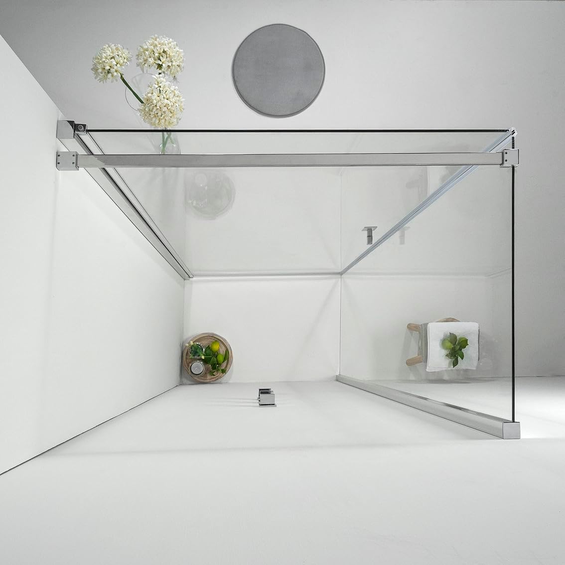 Box Doccia Angolare 80x80 cm - Cabina Doccia con Porta Battente, Vetro Temperato 6mm, Profilo Cromato e Chiusura Magnetica - Regolabile e Facile da Installare