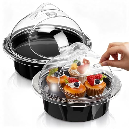 Sawysine 6-Piece Acrylic 10'' x 8.3'' Take-to-Serve Sample Dome Set Round Clear Food Service Sample Display Stands for Grocery Store Bar Bakery Supermarket Restaurant Trade Show Sampling