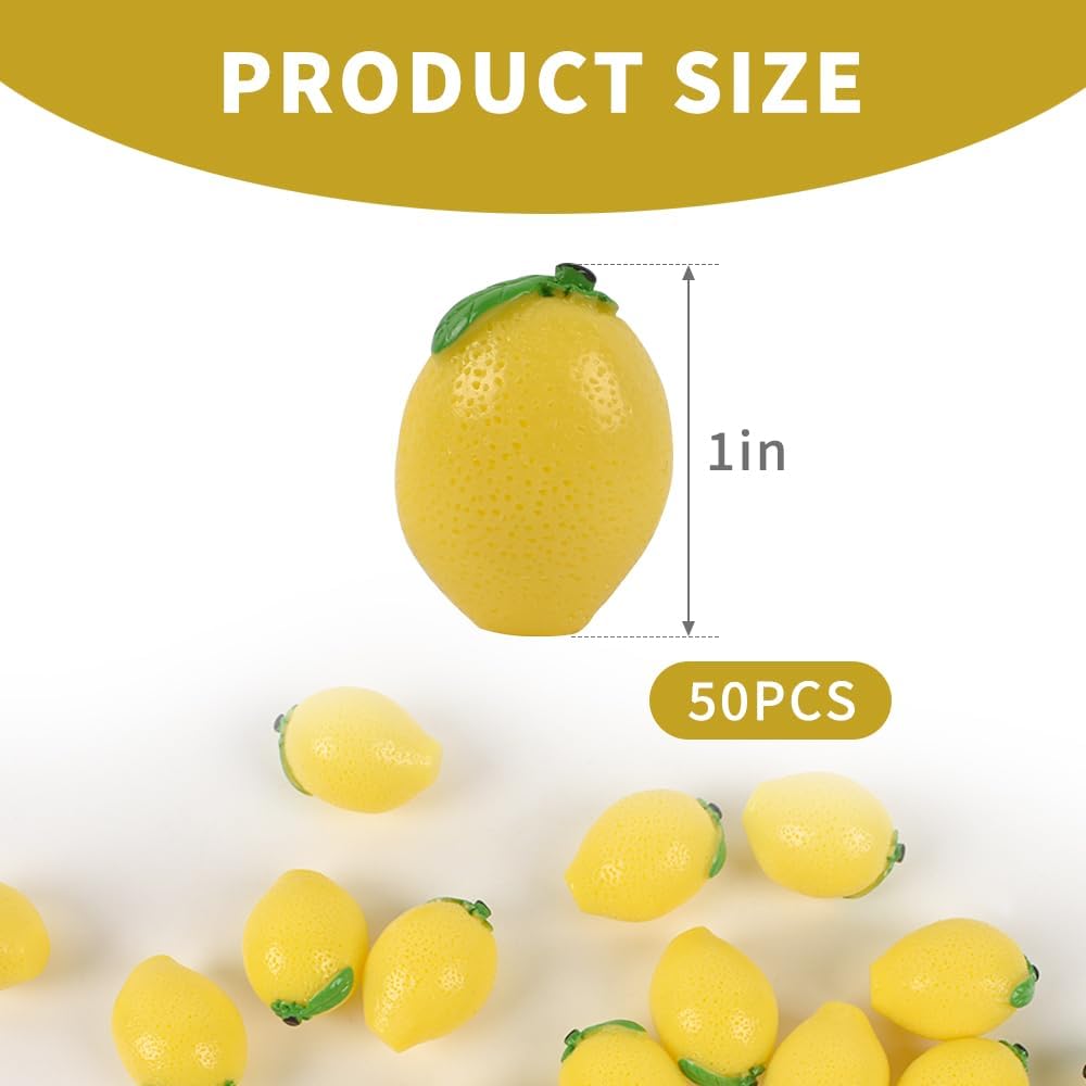 Artificial Mini Lemons 50pcs Tiny Lemon Figurine Miniature Lemon Fake Lemon Decoration Simulation Fruit for Home Kitchen Photography Party Decoration