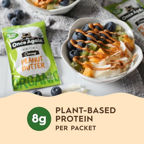 Once Again Organic Peanut Butter Packets - Individual Peanut Butter Packets for Snacks, Travel, Lunches - Single Serve Squeeze Packs - Vegan, Non-GMO, Gluten Free - 1.15 Ounce Packs, 10 Count