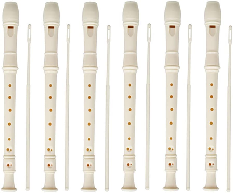 6 Piezas Grabadora Soprano Descant de 8 Agujeros para Principiantes, Grabadora de Música de Plástico Instrumento Flauta Musical con Varilla de Limpieza