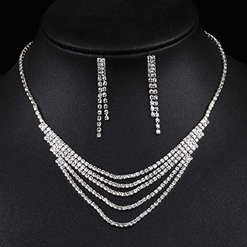 Boucles d'oreilles et colliers en cristal diamant simulé pour femme