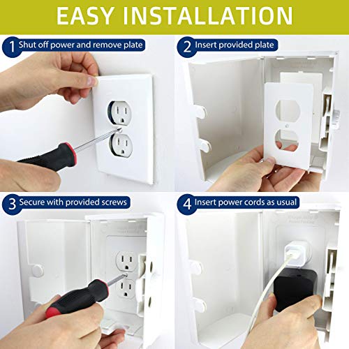 Baby Safety Outlet Cover BOX [Patent Pending] Double Lock for Much Better Toddler Proofing, Easier Operation, Simple 3 Step Install with Included Screws. Provides Extra Space Inside for Plugs,Adapters by Wappa Baby - Image 4