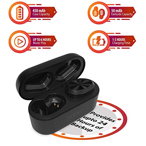 Image of Klef TWS True Wireless Bluetooth 5.0 Ipx7 in-Ear Headphones /Headset /Earphones with Handsfree Mic (Matt Black)