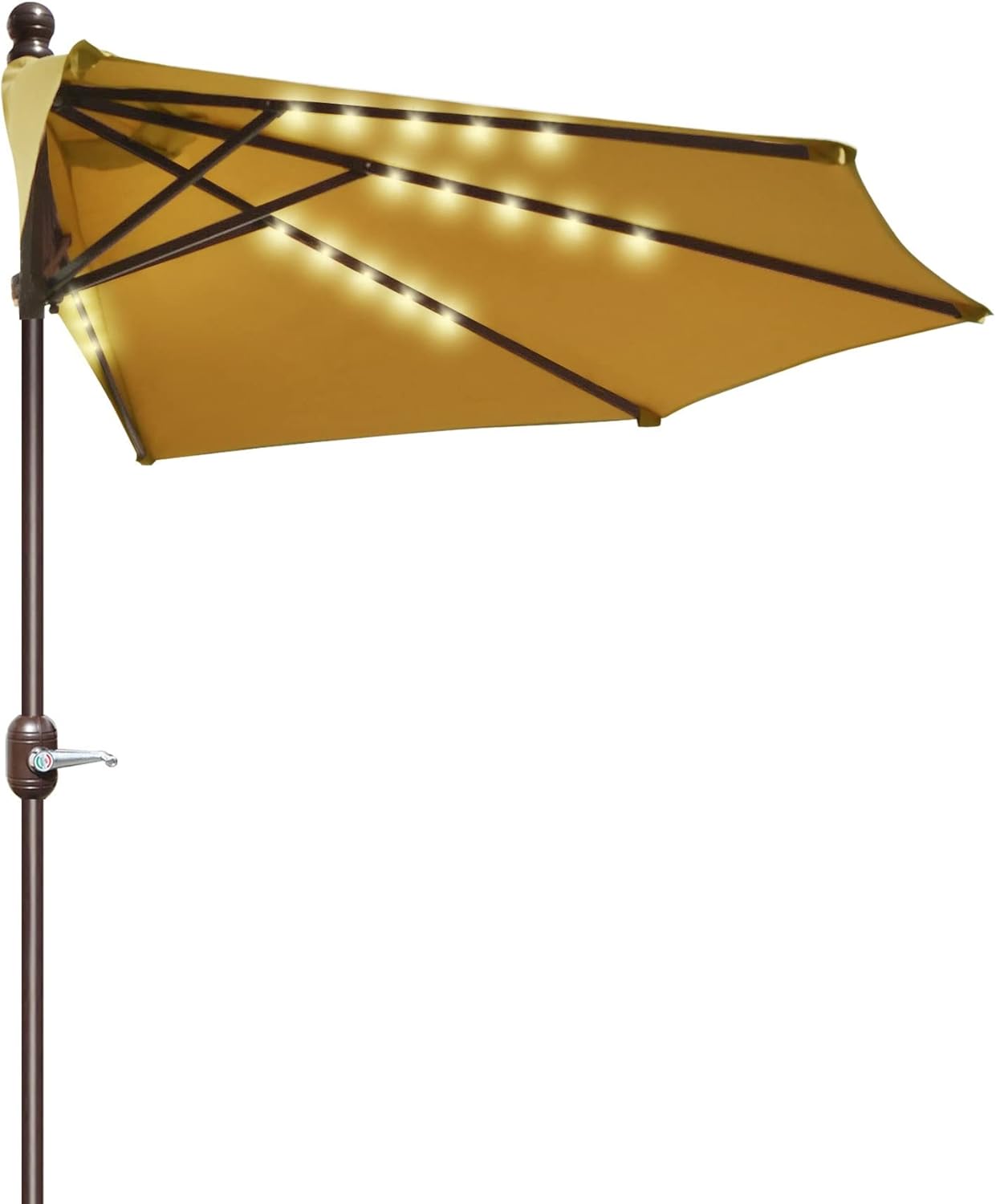WAHHWF Half Round Patio Umbrella with Lights, 10ft/3m