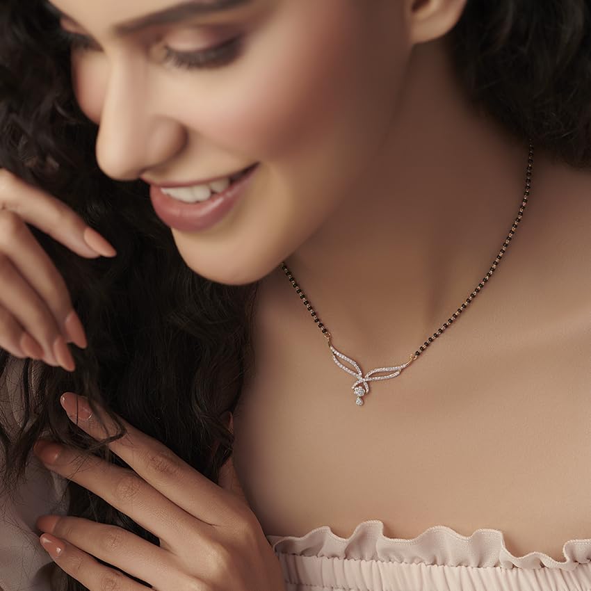 Traditional Diamond Plated Short Mangalsutra for Women