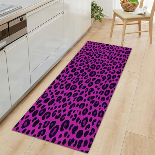 Generic Runner Rug Washable Non-Slip Carpet 60x120cm, Animal Leopard Print Long Hallway Carpet Purple Runner, for Living Room Kitchen and Bedroom Anti-slip Floor Mat