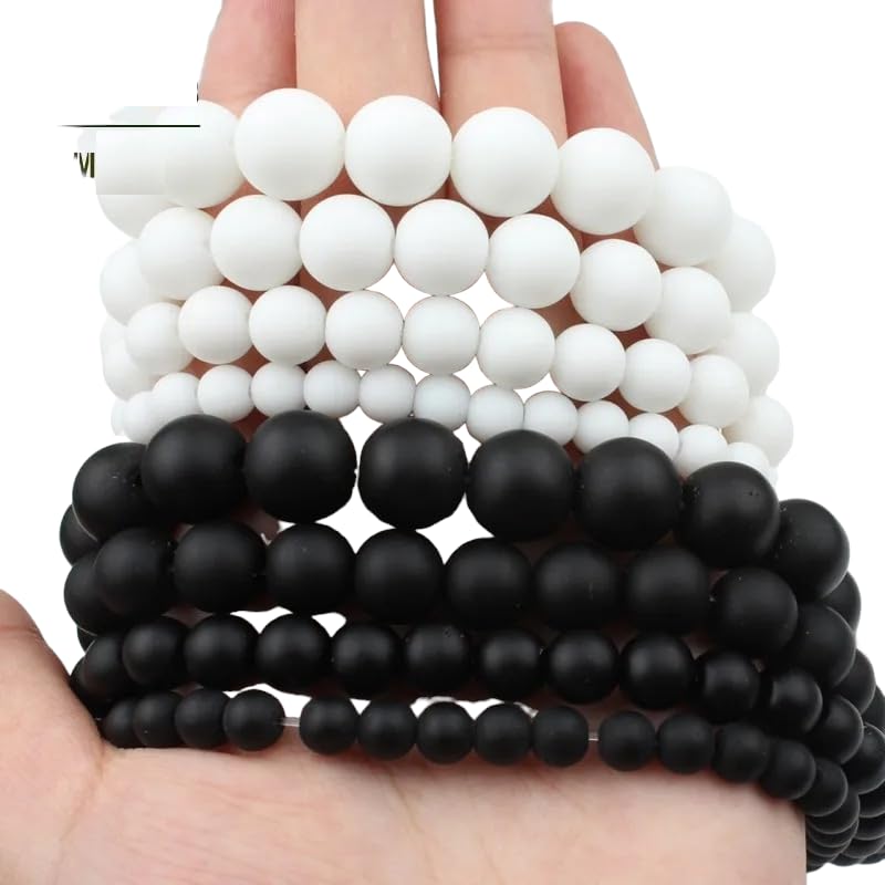 Cuentas Redondas 4-12mm Kit De 1900 Cuentas Para Hacer Pulseras - Plata Y Negro, Varios Tamaños Cuentas Espaciadoras Múltiples Tamaños