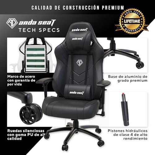 Dark Demon Dragon Sedia Gaming Ergonomica per Adulti - Reclinabile con Supporto Lombare e Cervicale, Poltrona da Ufficio in Similpelle Nera, Braccioli Regolabili, Comoda per Gaming e Lavoro - Sedia gaming - Immagine 6