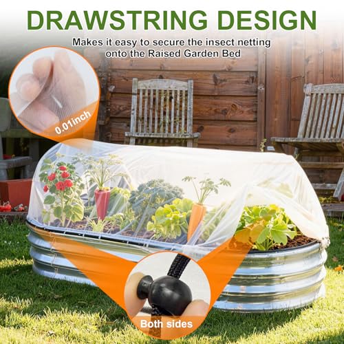 2 Pack Garden Netting for 6×3 FT Raised Beds, Large Fine Mesh Insect Netting with Drawstring, Garden Bed Cover for Vegetables, Fruit & Flower Protection by LOLEDE - Image 3