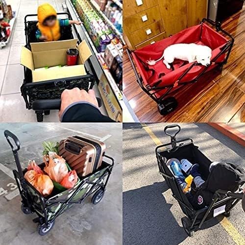 Portable Camping Cart,Outdoor Foldiutility Wagon Foldable Handcart, Garden Utility Truck with Adjustable Handle, Outdoor Pull Wagon, for Beach Fishipicnic, Load-Bea100Kg/220Lbs