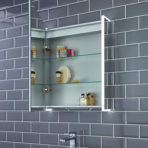 Pebble Grey™ Grace Bluetooth LED Illuminated LED Bathroom Mirror Cabinet | Heated Demister Mirror Pad | Motion Sensor Switch | IP44 Rated | 564 x 700 | 10 Year Guarantee