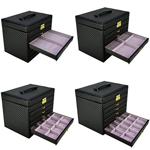 Caixa Para Joias Bijuteria 5 Gavetas Luxo Preto CBRN10714