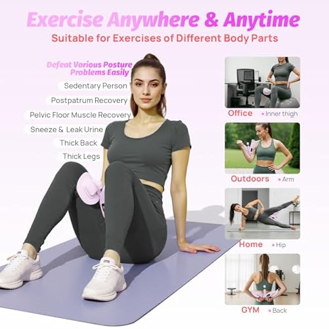 Thigh Master Hip Trainer, VANiGO Kegel Exerciser for Pelvic Floor Muscle Inner Thigh Exerciser with Resistance Band Massage Ball for Home Workout Postpartum Training Glutes Booty Arms Back