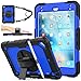 SEYMAC stock iPad Mini 5/4 Case, Shockproof [Full-Body] Rugged Armor Case with 360 Rotating Stand [Pencil Holder] [Screen Protector] Hand Strap for iPad Mini 5th/4th Generation 7.9 inch(Blue+Black)