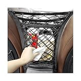 ZNDAW 3-Layer Car Mesh Organizer, Seat Back Net Bag Stretchable Barrier of Backseat Pet Kids, Four-Side Elastic Storage Netting Pouch Cargo Tissue Purse Holder Between Front Seats