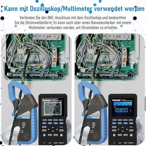 Hantek CC-800 AC/DC Stromzange 5KHz Bandwidth 800A DC, Digitales Stromzangen-Multimeter Messgerät mit BNC-Anschluss Stromzangenmessgerät, Strom-Wellenformzange Oszilloskop-Zubehör