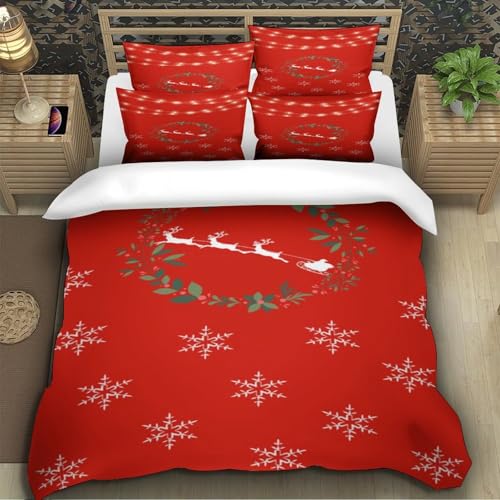 Parure de lit de Noël 200x200cm housse de couette microfibre