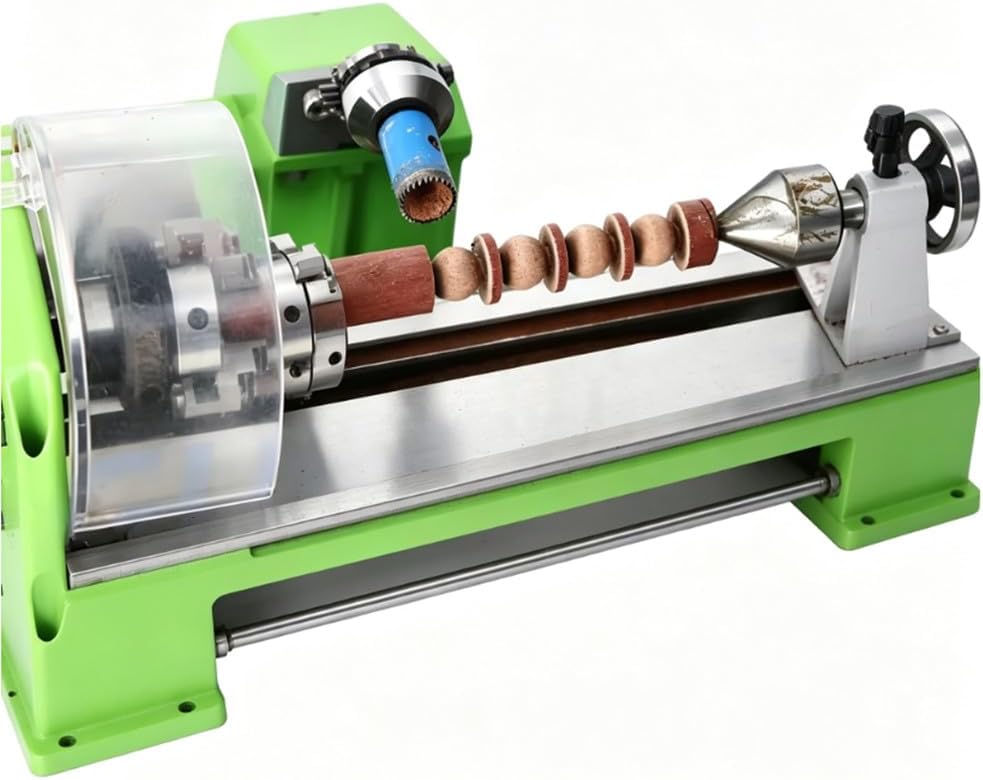 Woodworking Lathe Bench Compact Precision Mini Lathe for DIY Wooden Bead Craft and Light Metal Processing
