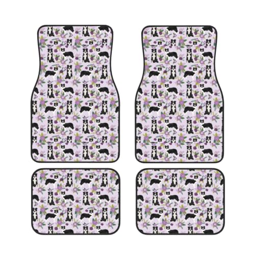 Alfombrillas de coche Border Collie evitan suciedad y resbalones con neopreno 4 unids