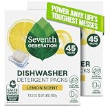 Seventh Generation Dishwasher Detergent Packs Lemon scent 2 Pack for sparkling dishes Dishwasher tabs 45 count