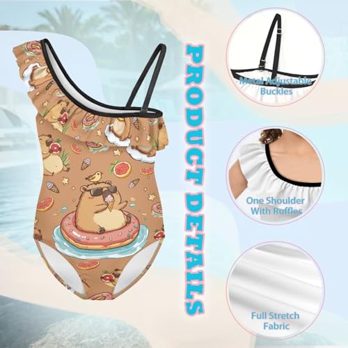 Image of Girls Swimsuit One Piece Ruffle Swimsuit Non-Slip Straps UPF 50+ for Girls Size 3-14 Years
